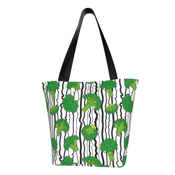 KLL Tote Bag for Women Broccoli 2 Print Shopping Grocery Reusable Bags for Office School Shopping Travel