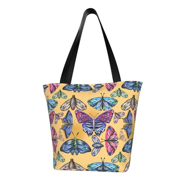 KLL Tote Bag for Women Butterfly 3 Print Shopping Grocery Reusable Bags for Office School Shopping Travel