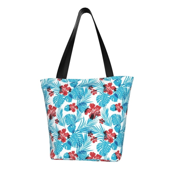 KLL Tote Bag for Women Hawaiian Style Print Shopping Grocery Reusable Bags for Office School Shopping Travel