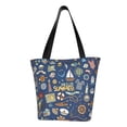 thumbnail image 1 of KLL Tote Bag for Women Marine Nautical Print Shopping Grocery Reusable Bags for Office School Shopping Travel, 1 of 6