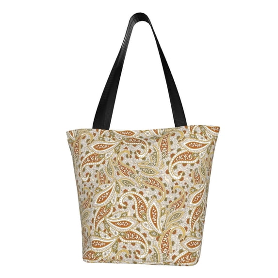 KLL Tote Bag for Women Paisley Floral 1 Print Shopping Grocery Reusable Bags for Office School Shopping Travel