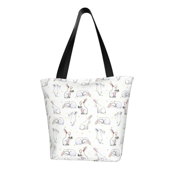KLL Tote Bag for Women Rabbit Eating Print Shopping Grocery Reusable Bags for Office School Shopping Travel