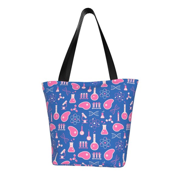 KLL Tote Bag for Women Science Experiment Print Shopping Grocery Reusable Bags for Office School Shopping Travel