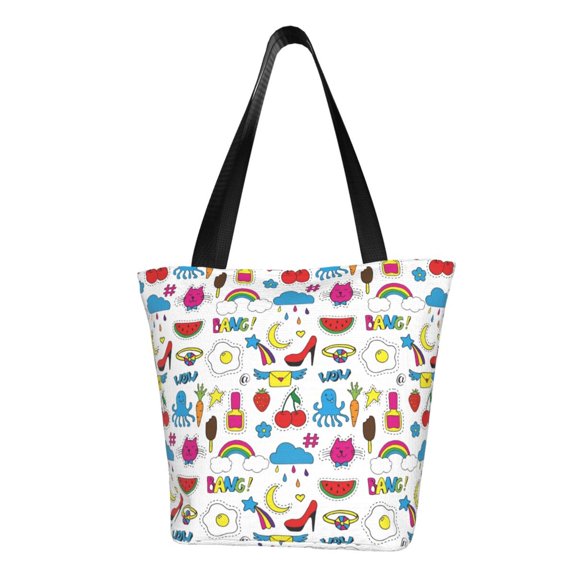 KLL Tote Bag for Women Summer Print Shopping Grocery Reusable Bags for Office School Shopping Travel