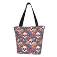 thumbnail image 1 of KLL Tote Bag for Women colorful Skull rose Print Shopping Grocery Reusable Bags for Office School Shopping Travel, 1 of 6