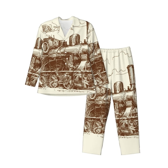 KLL Train Sleepwear Mens Flannel Pajamas,Long Cotton Pj Set