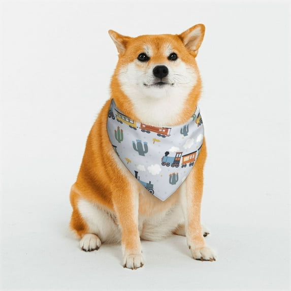 KLL Trains And Cactuse Dog Bandanas,Triangle Reversible Pet Scarf for Small Medium Large and Extra Large Dogs-Large