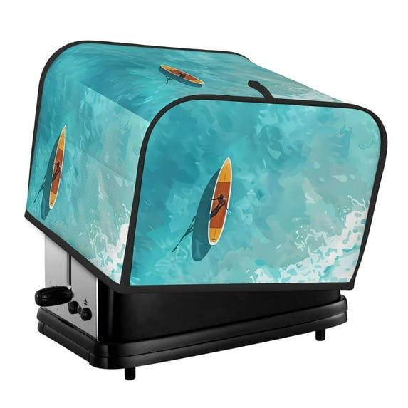 KLL Tranquil Ocean Canoe Journey Print 4 Slice Toaster Dust Covers Kitchen Small Appliance Cover with 2 Pockets,Can hold Jam Spreader Knife & Toaster Tongs (12.4 x 10.6 x 8.2)
