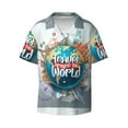 thumbnail image 1 of KLL Travel Around The World Print Men's Shirt Short Sleeve Button Down Summer Cuba Beach Shirts- 4X-Large, 1 of 7
