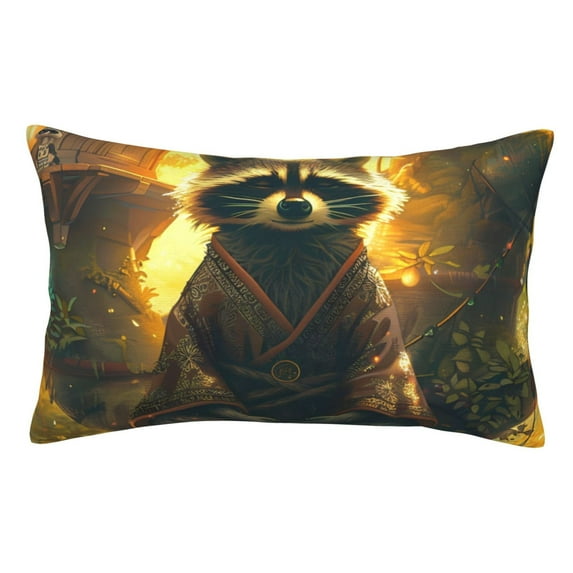 KLL Tree Meditating Raccoon Pillow Covers Envelope Closure,Super Soft and Cozy Fuzzy Fleece Pillow Case Cover (No pillow core)