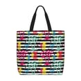 thumbnail image 1 of KLL Trendy Colorful Pineapples Pattern Aesthetic Tote Bag for Women Beach Bag Shopping Bags Shoulder Bag Reusable Grocery Bags, 1 of 5