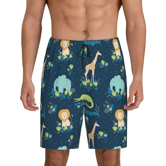 KLL Tropical Animals for Men's 1-Pack Shorts,Sleep Pajama Shorts for Men Soft Pj Shorts Men's Pajama Bottoms Sleepwear -X-Large