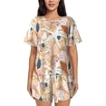 thumbnail image 1 of KLL Tropical Beach Sea Shell Print Pajama Set for Women Short Sleeve Sleepwear Pjs Soft 2 Piece Lounge Sleepwear Sets-Medium, 1 of 6