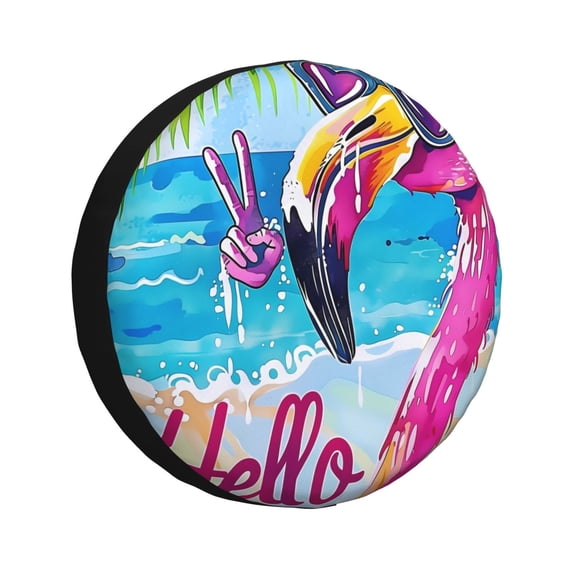 KLL Tropical Flamingo Summer Pattern 14-17 inch Spare Tire Cover Universal Wheel Protector for Truck SUV Trailer Camping Rv Tire Covers-16 inch