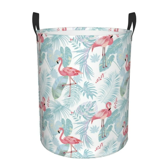 KLL Tropical Flamingo Waterproof Foldable Laundry Hamper Bucket with Handles for Storage Bin,Kids Room,Home Organizer (Small )