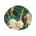 thumbnail image 1 of KLL Tropical Floral Jungle Pattern Shower Cap & Bath Cap for Women,Reversible Oversized Waterproof Shower Caps for all Hair Lengths,Elastic Reusable Bathing Hair Cap, 1 of 1