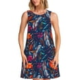 thumbnail image 1 of KLL Tropical Flower Pattern Womens Summer Dresses 2025,Loose Round Neck Sleeveless Sundresses Tank Dresses with Pockets, 1 of 7