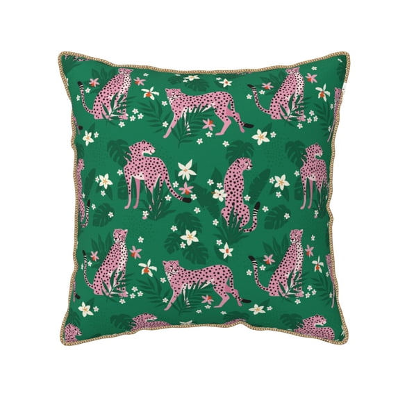 KLL Tropical Leopard Decorative Throw Pillow Covers Velvet Soft for Couch Sofa Bedroom Living Room Outdoor (No pillow core)-
