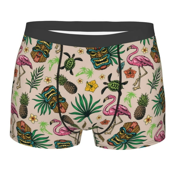 KLL Tropical Mask Flamingo Men's Cotton Boxer Briefs Underwear-X-Large