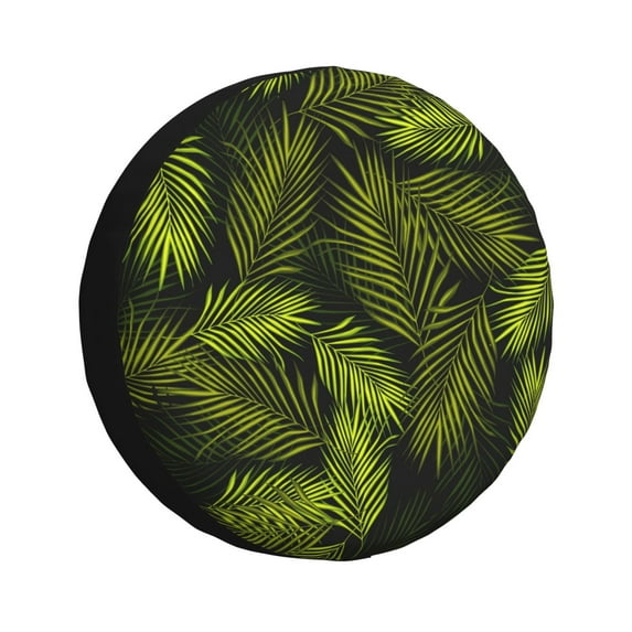 KLL Tropical Palm Leaves Fern Leaf Pattern 14-17 inch Spare Tire Cover Universal Wheel Protector for Truck SUV Trailer Camping Rv Tire Covers-16 inch