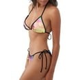 thumbnail image 1 of KLL Tropical Palm Tree at Sunset Print Bikini Set for Women,String Two Piece Halter Top Triangle Bikini Set with Tie Side Bottom Sexy Swimsuit Bathing Suits, 1 of 5