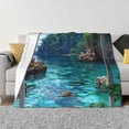 thumbnail image 1 of KLL Tropical Paradise Window View Print Fleece Throw Blanket, Horizontal Fleece Bedding Cute Soft Blankets Comfy Fleece Flannel Plush Home Decor for Couch & Bed -80"x60", 1 of 9