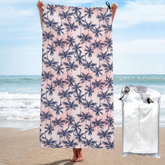 KLL Tropics Palm Trees Microfiber Beach Towel Fast Drying,Extra Large 31.5"x63" Sand Free Beach Towel Super Lightweight Towels