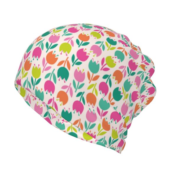 KLL Tulips Flowers Pirnt Wicking Running Beanie Head Wrap Cycling Bandana for Men Women