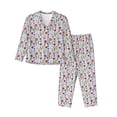 thumbnail image 1 of KLL Tulips Flowers Print Women's Long Sleeve Pajamas with Pants Sleepwear Loungewear 2 Set-XX-Large, 1 of 7