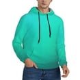 thumbnail image 1 of KLL Turquoise Light Blue Print Mens Hoodie Long Sleeve Casual Pullover Hooded Sweatshirt Fashion Drawstring Hoodies with Pocket-4X-Large, 1 of 6