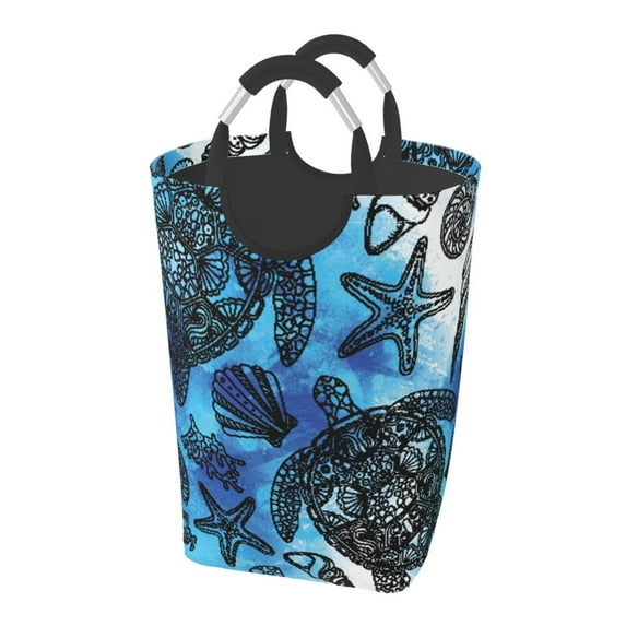 KLL Turtle Laundry Hamper,Large Canvas Fabric Lightweight Storage Basket Toy Organizer Dirty Clothes Collapsible Waterproof