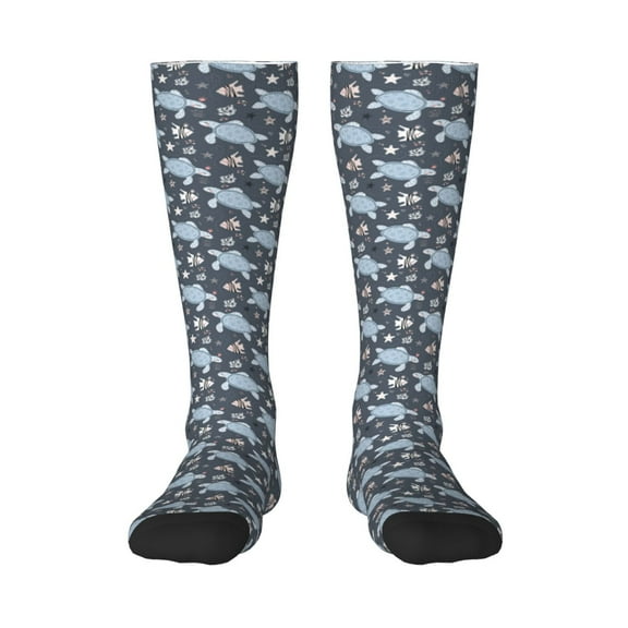 KLL Turtle Print Cool Socks Men's Women's Crew Socks Funny Crazy Novelty Stockings