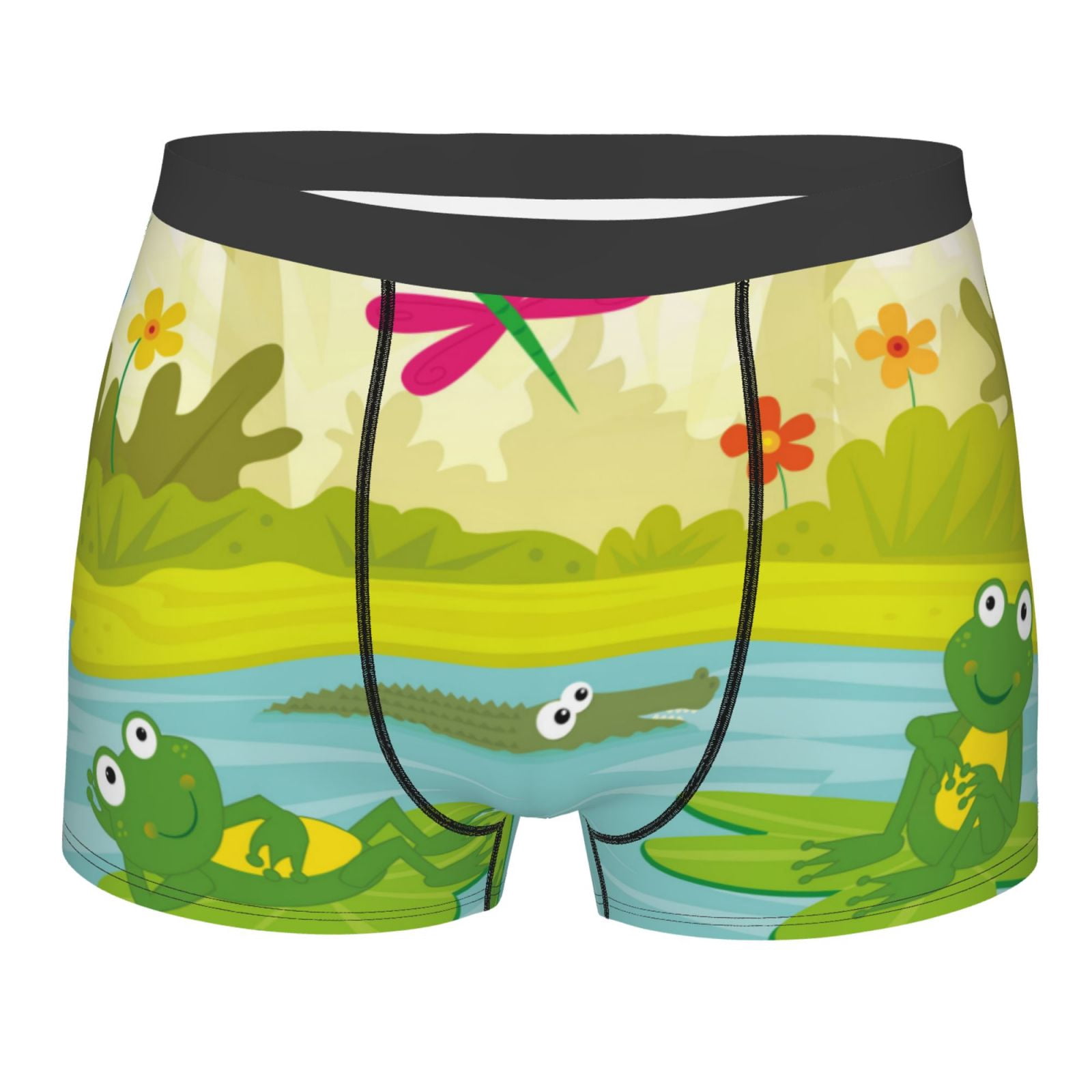 KLL Two Frogs Are Sitting On Water Lilies Men's Cotton Boxer Briefs