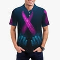 thumbnail image 1 of KLL Two Human Hands are Holds Ribbon Awareness Print Men's Short Sleeve Golf Polo,Three-Button Polo Shirts Summer Fashion Golf Shirt-Medium, 1 of 6