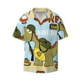thumbnail image 1 of KLL Tyrannosaurus Rex the Soldier Print Men's Shirt Short Sleeve Button Down Summer Cuba Beach Shirts- 3X-Large, 1 of 7