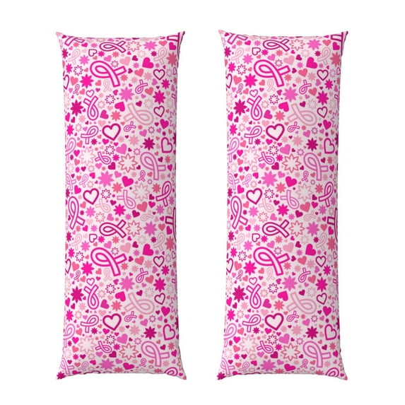 KLL Ultra Soft Microfiber Body Pillow Cover/Pillowcases 20"x54" with Hidden Zipper Closure-Breast Cancer Awareness2