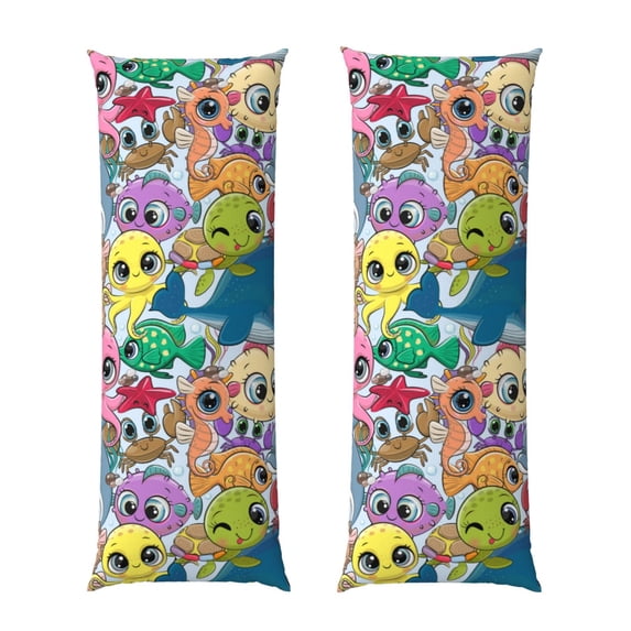 KLL Ultra Soft Microfiber Body Pillow Cover/Pillowcases 20"x54" with Hidden Zipper Closure-Cartoon Marine Animals