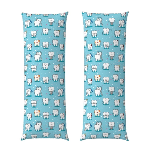 KLL Ultra Soft Microfiber Body Pillow Cover/Pillowcases 20"x54" with Hidden Zipper Closure-Cartoon Teeth
