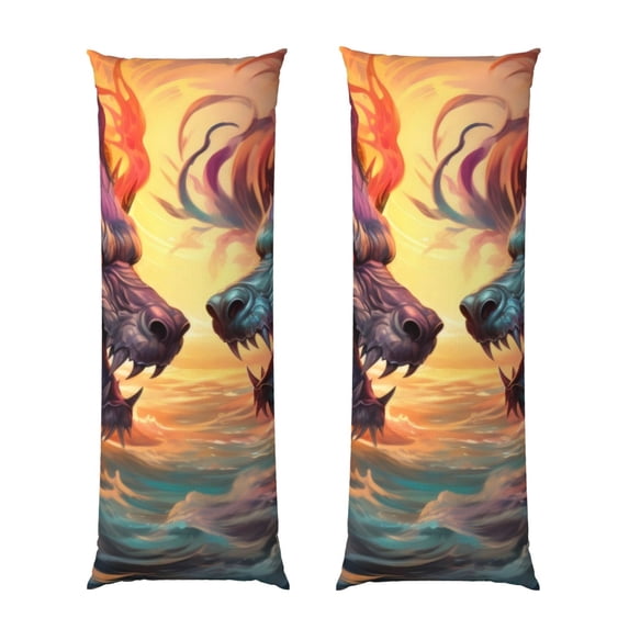 KLL Ultra Soft Microfiber Body Pillow Cover/Pillowcases 20"x54" with Hidden Zipper Closure-Colorful Wave Dragon Head