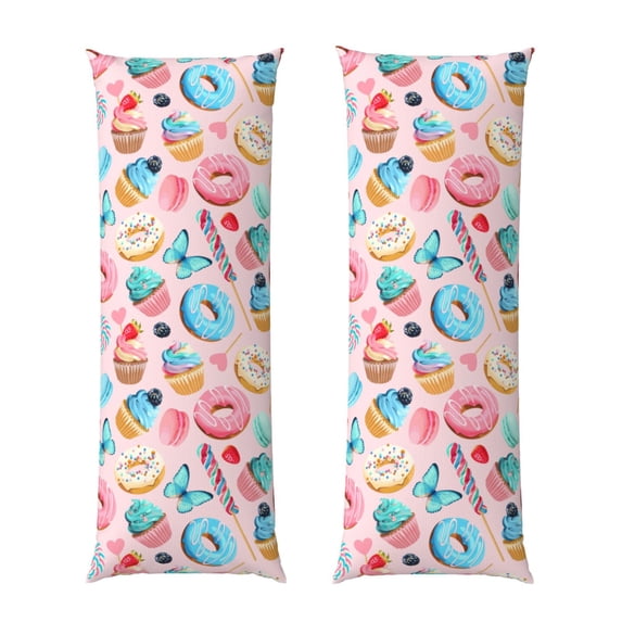 KLL Ultra Soft Microfiber Body Pillow Cover/Pillowcases 20"x54" with Hidden Zipper Closure-Cupcakes and Donuts