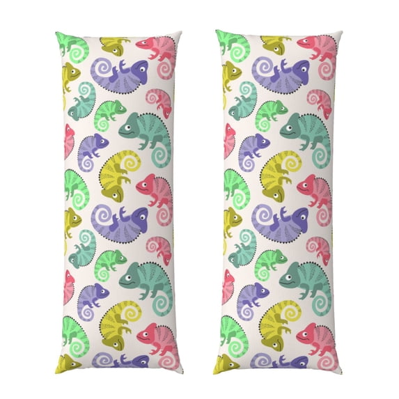 KLL Ultra Soft Microfiber Body Pillow Cover/Pillowcases 20"x54" with Hidden Zipper Closure-Cute Chameleons