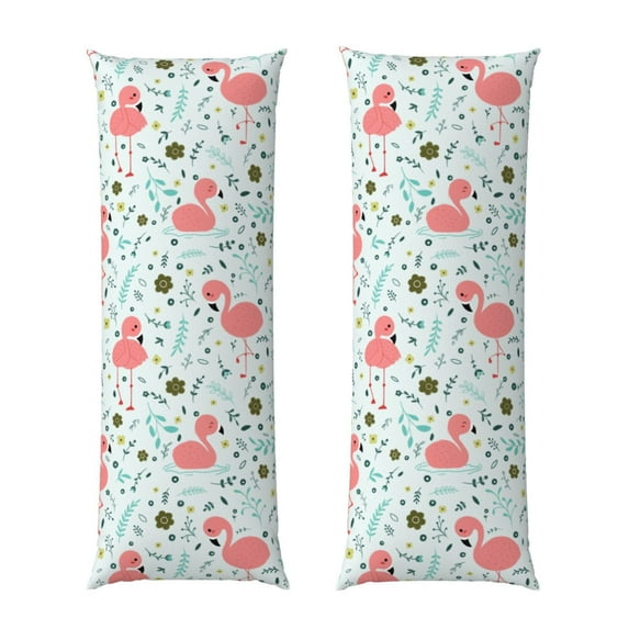 KLL Ultra Soft Microfiber Body Pillow Cover/Pillowcases 20"x54" with Hidden Zipper Closure-Cute Flamingo