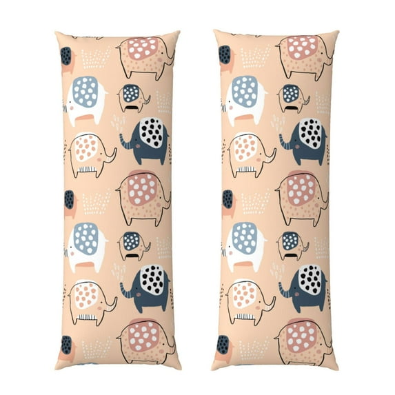 KLL Ultra Soft Microfiber Body Pillow Cover/Pillowcases 20"x54" with Hidden Zipper Closure-Cute Ink Drawn Elephants