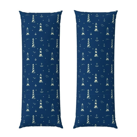 KLL Ultra Soft Microfiber Body Pillow Cover/Pillowcases 20"x54" with Hidden Zipper Closure-Lighthouses and Anchors