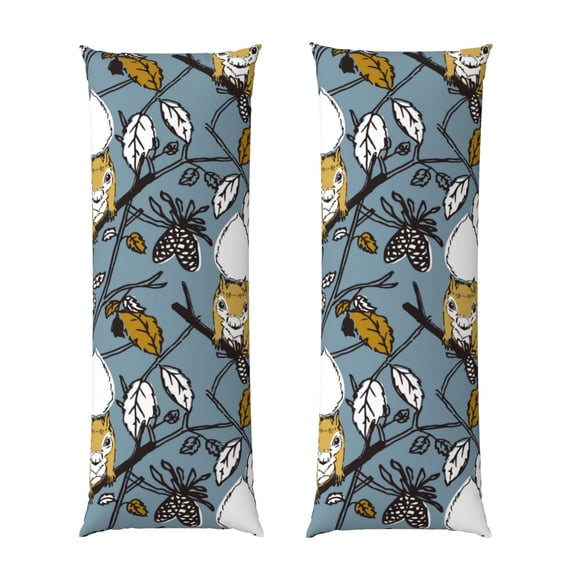 KLL Ultra Soft Microfiber Body Pillow Cover/Pillowcases 20"x54" with Hidden Zipper Closure-Squirrel And Leaves