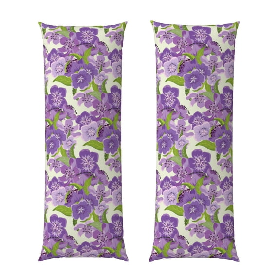KLL Ultra Soft Microfiber Body Pillow Cover/Pillowcases 20"x54" with Hidden Zipper Closure-Violets Flowers