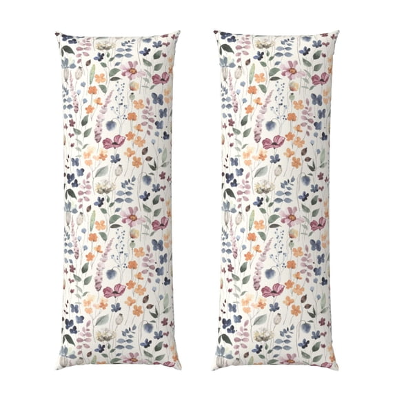 KLL Ultra Soft Microfiber Body Pillow Cover/Pillowcases 20"x54" with Hidden Zipper Closure-Watercolor Floral