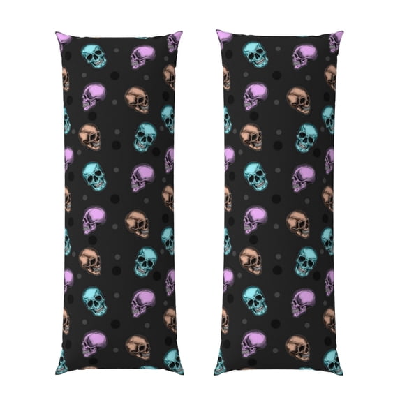KLL Ultra Soft Microfiber Body Pillow Cover/Pillowcases 20"x54" with Hidden Zipper Closure-purple cyan brown Skull