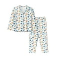 thumbnail image 1 of KLL Undersea Animals Print Women's Long Sleeve Pajamas with Pants Sleepwear Loungewear 2 Set-Small, 1 of 7