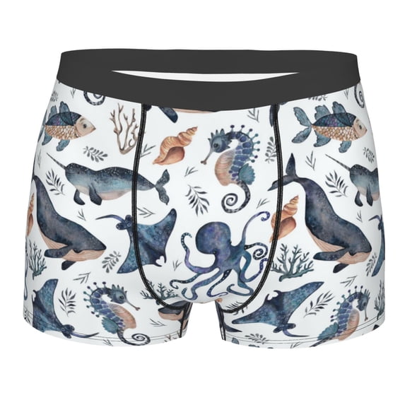 KLL Underwater Animals 1 Men's Cotton Boxer Briefs Underwear-XX-Large